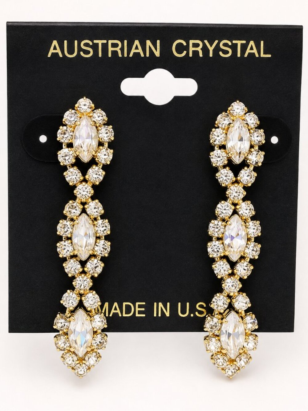 Austrian Crystal Rhinestone Dangle Earrings Aurora Borealis Vintage Style